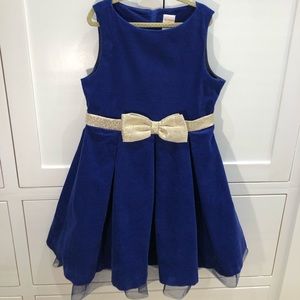 Velvet blue and gold holiday dress